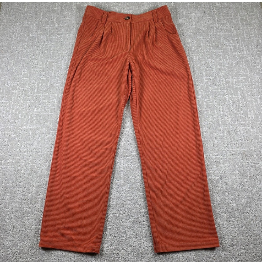 Halara Rust Orange Corduroy High Waist Wide Leg Pleated Pants Womens Medium Boho